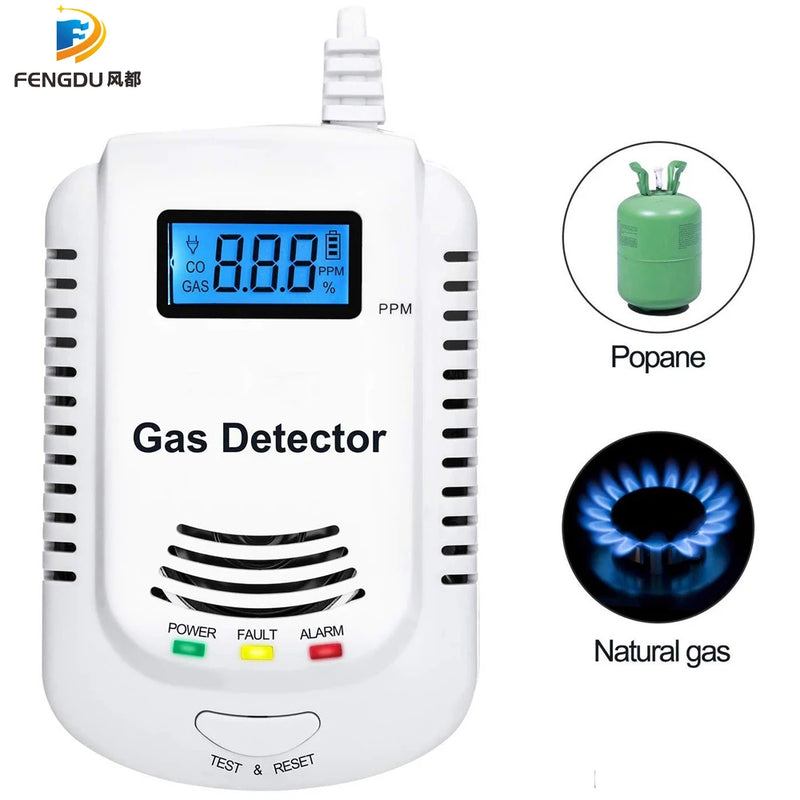 Detector de Gás com Alarme Sonoro – Sensor de Vazamento com Display LCD (Gás Natural e Inflamáveis)