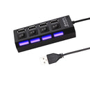 Hub USB 2.0 com 4 ou 7 Portas – Expansão com Interruptor Independente para Cada Porta