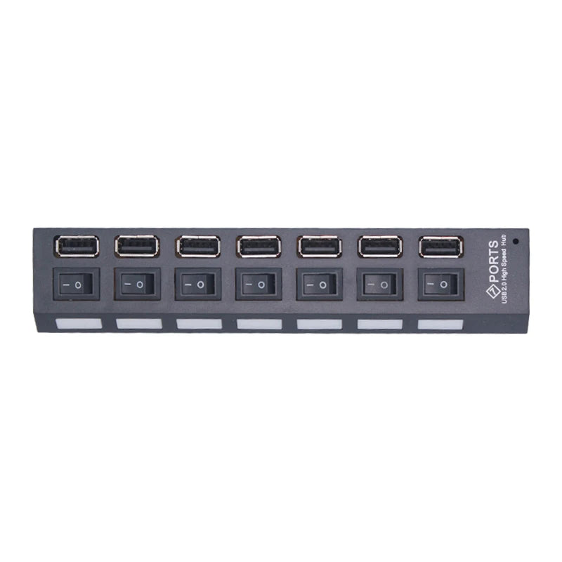 Hub USB 2.0 com 4 ou 7 Portas – Expansão com Interruptor Independente para Cada Porta
