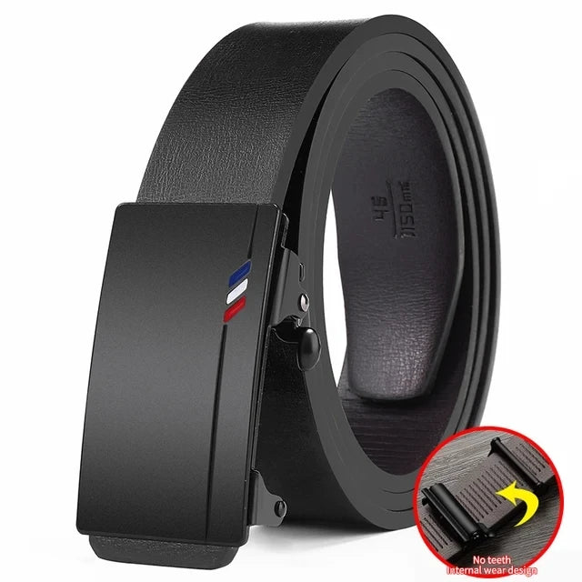 Cinto de Luxo Masculino com Fivela Automática – Couro Genuíno