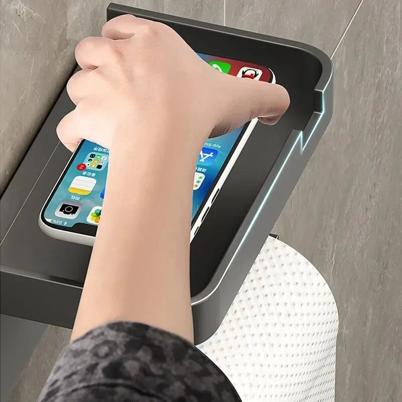 Suporte Multiuso para Papel Higiênico e Armazenamento – Prático, Compacto e Sem Furos
