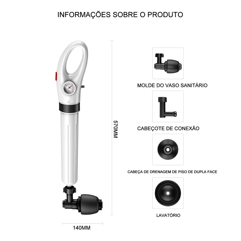 Desentupidor Manual de Alta Pressão – Ralos, Esgotos da Cozinha e Banheiro