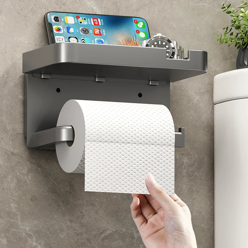 Suporte Multiuso para Papel Higiênico e Armazenamento – Prático, Compacto e Sem Furos