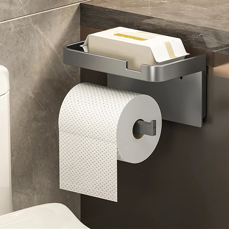 Suporte Multiuso para Papel Higiênico e Armazenamento – Prático, Compacto e Sem Furos