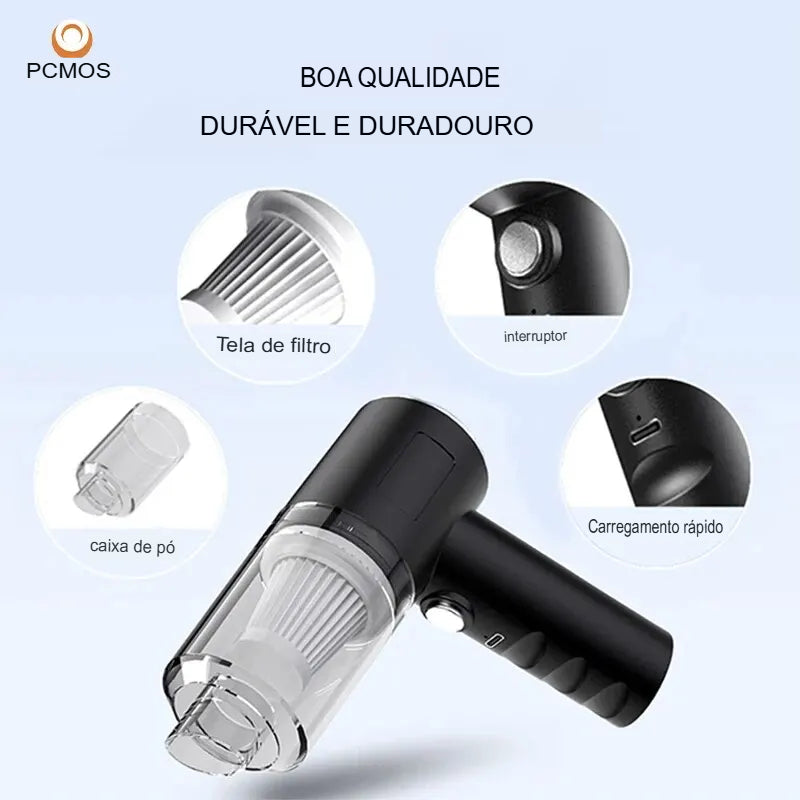Aspirador de Pó Sem Fio – Alta Potência, Uso Duplo para Casa e Carro (1 Unidade – Preto)