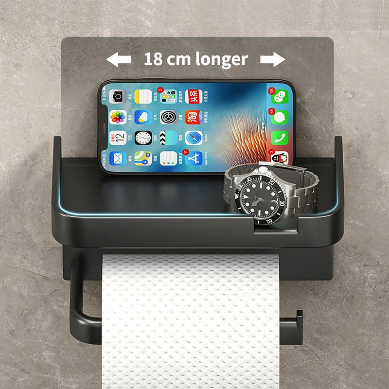 Suporte Multiuso para Papel Higiênico e Armazenamento – Prático, Compacto e Sem Furos